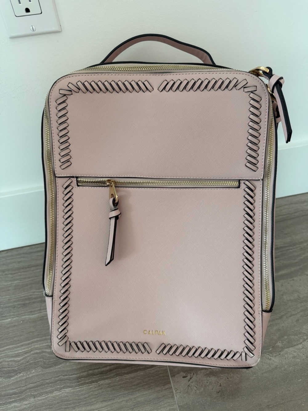 CALPAK Pale Pink Whipstitch Backpack Tote